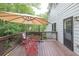Deck features a dining table and chairs, plus views of the backyard and surrounding greenery at 2262 Silver Fox Ln, Buford, GA 30519