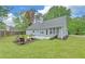 Nice backyard featuring a fire pit, picnic table, and well-maintained lawn with landscaped area at 1080 Smoke Hill Ln, Hoschton, GA 30548