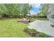 A charming backyard featuring a fire pit, picnic table, and a spacious grassy area for outdoor activities at 1080 Smoke Hill Ln, Hoschton, GA 30548