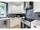 Modern kitchen with stainless steel appliances, granite counters, and stylish backsplash at 1921 Hazelwood Se Dr, Marietta, GA 30067