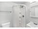 Bathroom includes a walk-in shower, vanity, and light fixture at 3045 Wyntree Dr, Peachtree Corners, GA 30071