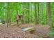 Cozy wooden treehouse in wooded backyard with bridge at 2010 Univeter Rd, Canton, GA 30115