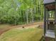 View of a lush backyard featuring a fire pit and covered patio area at 0 Chattahoochee St, Roswell, GA 30075