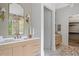 Elegant bathroom with double vanity, modern fixtures, and marble flooring at 0 Chattahoochee St, Roswell, GA 30075