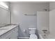 Bathroom featuring vanity with stone counter and shower/tub combo at 2901 Ne Lenox Rd # 305, Atlanta, GA 30324