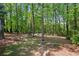 Lush backyard with mature trees, providing shade and privacy, featuring a swing set and outdoor seating area for relaxation at 2029 Dover Hill Ne Pl, Atlanta, GA 30345