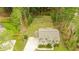 An aerial view of the stunning home showing the lawn, treeline and a fenced in area perfect for animals at 475 Mcdonough Rd, Fayetteville, GA 30214