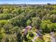 An aerial view showcases houses nestled in a lush green neighborhood against a city skyline at 1919 Edinburgh Ne Ter, Atlanta, GA 30307
