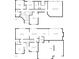 Floorplans featuring both first and second floors, including living room, kitchen, bedrooms, and garage at 6757 Delaware Bnd, Fairburn, GA 30213