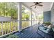 Relaxing covered porch with dark-stained floors and seating area at 2634 Charlesgate Ave, Decatur, GA 30030