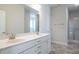 Elegant bathroom with double vanity, a large mirror and a separate shower and tub for convenience at 267 Eason St, Bowdon, GA 30108