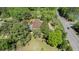 Aerial view of a home with a pool surrounded by lush greenery and a nearby road, offering privacy and convenience at 2405 Old Salem Se Rd, Conyers, GA 30013