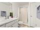 Clean white bathroom with a shower, white vanity, and ample storage at 1211 Argonne Ne Way, Atlanta, GA 30324