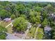 Aerial view showcasing a suburban home with mature trees and landscaping at 1766 Sw Brewer Sw Blvd, Atlanta, GA 30310