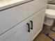 Bathroom with a white vanity and black modern hardware at 3536 Dogwood Pass, Stonecrest, GA 30038