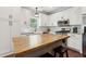 Modern kitchen with white shaker cabinets, stainless appliances, butcher block island, and stylish backsplash at 85 Lawson St, Buford, GA 30518
