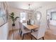 Elegant dining room with a modern chandelier, stylish decor, and beautiful hardwood floors at 810 Parkway Se Dr, Smyrna, GA 30080
