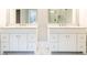 Bathroom featuring double vanities with matching mirrors and fixtures with marble floors at 4101 Brookview Se Dr, Atlanta, GA 30339