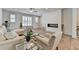 Spacious living area featuring fireplace, open layout, and modern decor at 3677 Sorrel Ln, Duluth, GA 30096