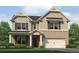 Charming two-story home featuring a brick and siding exterior, complemented by dark shutters and a well-manicured lawn at 1129 Georgian Point Dr, Lawrenceville, GA 30045