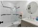 Contemporary bathroom featuring white subway tile and a walk-in shower with glass surround at 1292 Eubanks Ave, Atlanta, GA 30344