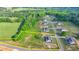 Wide home lot presents verdant landscape, modern home, and community border view from above at 86 Ewing Way, Dacula, GA 30019