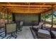 Covered pavilion, furnished with seating for relaxing and entertaining in the outdoors at 2396 Midvale Cir, Tucker, GA 30084