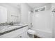 Bathroom featuring granite countertops and shower/tub combo at 21 Misty Hollow Ct, Euharlee, GA 30145