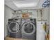 Functional laundry room with modern washer and dryer units and a water heater at 582 Linda Ln, Powder Springs, GA 30127