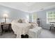 Light bedroom featuring carpeted floors, two windows, and neutral decor at 57 Glenn Eagles Way, Hiram, GA 30141