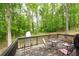 Outdoor deck featuring seating, a grill, and a wooded backyard view at 57 Glenn Eagles Way, Hiram, GA 30141