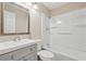 Clean, well-lit bathroom featuring a shower-tub combo and modern vanity at 2895 Shurburne Dr, Alpharetta, GA 30022
