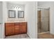 En-suite bathroom showcases a double vanity and a tiled walk-in shower at 2895 Shurburne Dr, Alpharetta, GA 30022