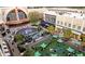 Aerial view of the town square showcasing the central fountain and various shops and entertainment venues at 4675 Lakeway Pl, Alpharetta, GA 30005