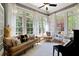 Bright sunroom featuring lots of windows and a piano at 4675 Lakeway Pl, Alpharetta, GA 30005
