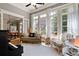 Bright sunroom featuring lots of windows with a view, and a piano at 4675 Lakeway Pl, Alpharetta, GA 30005