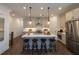 Modern kitchen with island, seating, stainless steel appliances, and pendant lighting at 107 Iveybrooke Ln # 58, Alpharetta, GA 30009