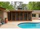 Backyard with a refreshing pool, a patio, and a screened-in porch for outdoor relaxation and entertaining at 4228 Durham Cir, Stone Mountain, GA 30083