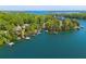 Aerial view featuring lakefront homes with private docks and boat lifts at 5635 Cherokee Trce, Cumming, GA 30041