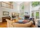 Bright living room with high ceilings, fireplace, and expansive windows offering natural light at 1016 Lenox Ne Crst, Atlanta, GA 30324