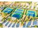 Aerial view of tennis courts includes a small covered area for shade while watching the game at 40 Templeton Ln, Villa Rica, GA 30180