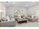Spacious living room featuring a sectional sofa, a modern coffee table, neutral carpet and walls, and recessed lighting at 5250 Briarstone Ridge Way, Alpharetta, GA 30022