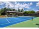 Well-maintained community tennis court with shaded seating areas for players and spectators at 5250 Briarstone Ridge Way, Alpharetta, GA 30022