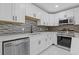 Modern kitchen with white cabinets, stainless steel appliances, and elegant backsplash at 622 Saddlewood Dr, Lawrenceville, GA 30043
