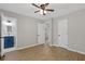 Spacious main bedroom featuring new flooring and an ensuite bathroom at 622 Saddlewood Dr, Lawrenceville, GA 30043