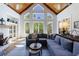 Cozy living room with vaulted ceilings, fireplace, large windows, and hardwood floors at 1200 Old Lathemtown Rd, Canton, GA 30115