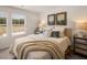Comfortable bedroom featuring neutral tones, large windows, and stylish decor creating a relaxing atmosphere at 6425 Rosetta Drive, Unit 65, South Fulton, GA 30331