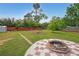 Well-maintained backyard features a firepit, green grass, and a wooden fence for privacy at 3009 Bruce Nw Ct, Acworth, GA 30101