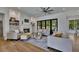 Cozy living room features a fireplace, custom shelving, neutral furniture, and lots of windows for natural light at 247 Terrace View Dr, Acworth, GA 30101