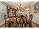 Formal dining room with hardwood flooring, chandelier, and an elegant dining set with seating for six at 1699 Boulder Walk Se Dr, Atlanta, GA 30316